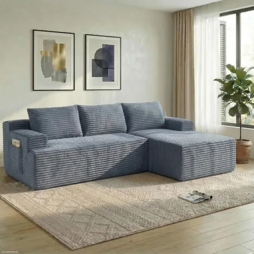 Vista 22 de Sofá modular Cloud de 108 pulgadas, moderno sofá deshuesado con otomana móvil, sofá modular de asiento profundo, sofás esquineros de pana para sala