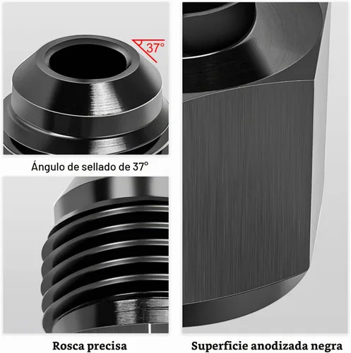 Vista 4 de 8 AN hembra -6 AN macho Adaptador reductor de montaje de tabique hermético de llamarada 8AN a 6AN