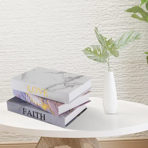 Vista 7 de Caja de libros decorativa para estantes, libros modernos de decoración rosa para mesa de entrada, mesa de café, libros falsos, decoración de libros