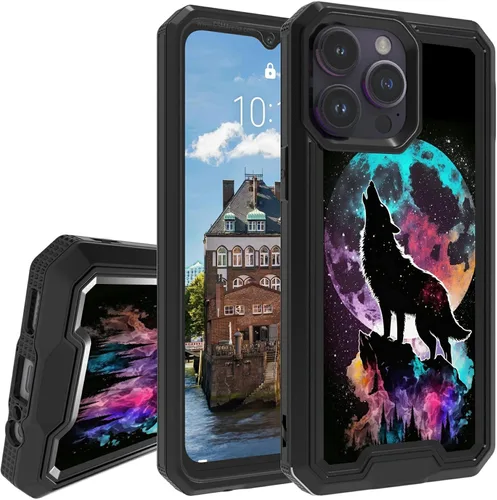 Vista 16 de Rossy Funda para iPhone 14 Pro Max con patrón de cinta de casete de audio para mujeres y hombres, 2 en 1, híbrida de doble capa, resistente, a