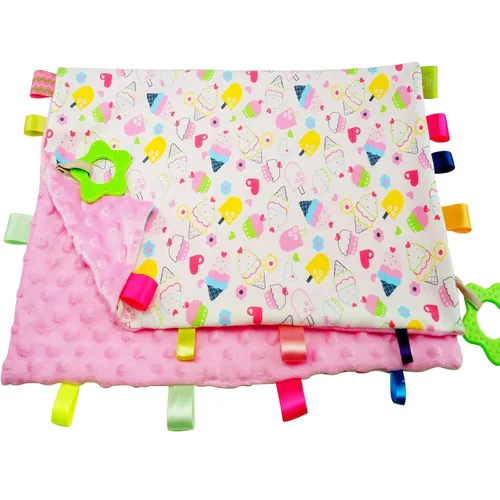 Vista 13 de Loveys Minky Dot - Manta de seguridad con características sensoriales Taggy, manta de felpa suave y relajante para bebés de 3 a 12 meses, 10 x 10