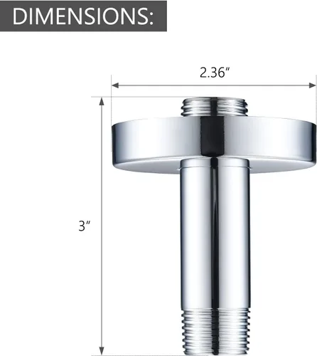 Vista 4 de Brazo de ducha de extensión montado en celda (se vende con brida de brazo de ducha) Reemplazo para D U4996 de 3 pulgadas, cromado