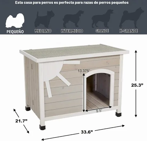 Vista 7 de MidWest Homes for Pets Eilio - Casa plegable de madera para perros, no requiere herramientas para el montaje, casa para perros ideal para razas