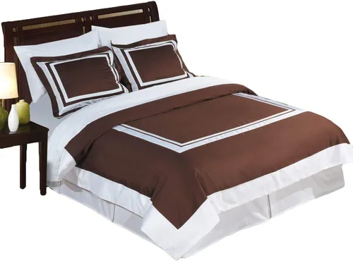 Vista 4 de Royal Hotel Bedding Blue and Chocolate - Juego de funda de edredón de 2 piezas, tamaño individual/individual XL, 100% algodón, 300 hilos Azul