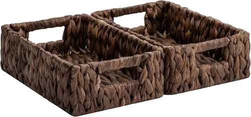 Vista 28 de StorageWorks Cesta de mimbre con asa, cestas de almacenamiento de mimbre para organizar, cestas de almacenamiento decorativas para estantes, cuerda
