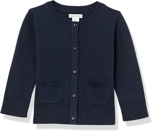Vista 6 de Amazon Essentials - Cárdigan de uniforme para niñas, corte ajustado, cuello redondo Negro