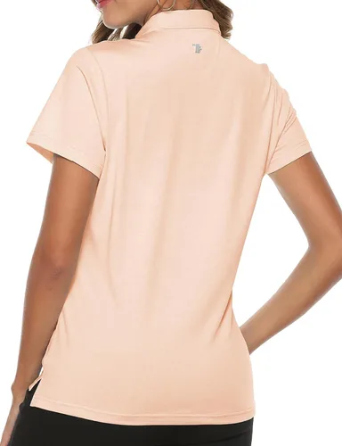 Vista 3 de TBMPOY Camiseta polo de golf para mujer, ligera, absorbe la humedad, manga corta, secado rápido, 4 botones