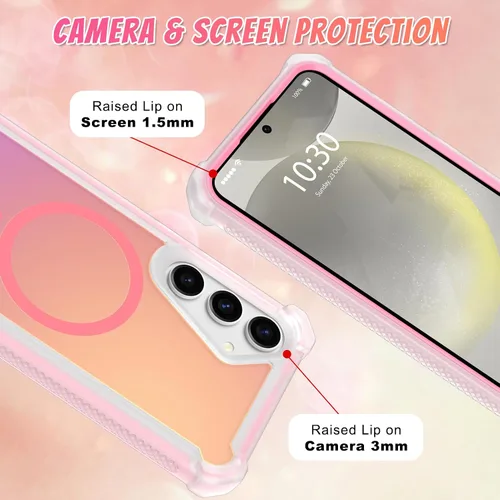 Vista 545 de Bonoma - Funda compatible con Samsung Galaxy S21 Plus, diseño de corazón con purpurina, color rosa Support for MagSafe, Plating Magnetic Case TPU