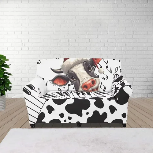 Vista 24 de Funda de sofá con diseño de árbol de bandera estadounidense para sofás y sofás, decoración navideña, funda antideslizante para sofá de 1 cojín