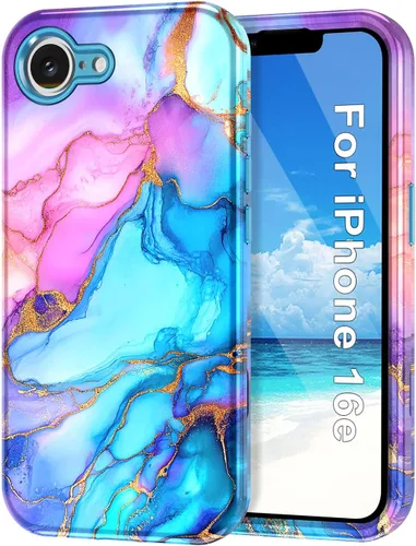 Vista 12 de Btscase Funda para iPhone 16 (2024), [probada en caídas de grado militar] Diseño de patrón de mármol delgado, resistente, a prueba de golpes