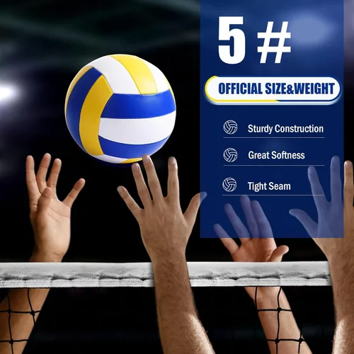 Vista 4 de AWIZOM Paquete de 6 pelotas de voleibol de tamaño oficial 5 de cuero sintético suave recreativo, pelota de voleibol a granel para interiores