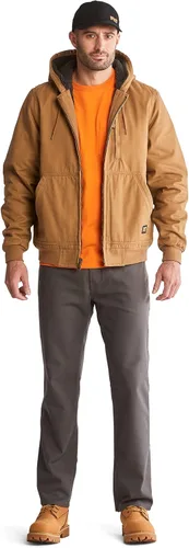 Vista 5 de Timberland PRO Chaqueta con capucha de lona con forro Gritman para hombre Marrón