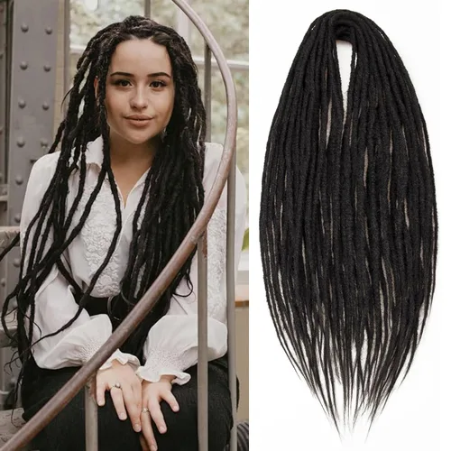 Vista 22 de 20 hebras de 24 pulgadas, extensiones de rastas color burdeos, rastas de cabello de ganchillo para mujer, hechas a mano, suaves, trenzas de cabello