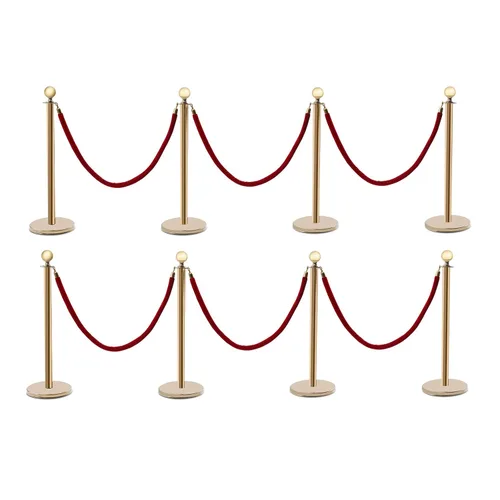 Vista 10 de Puntal de control de multitudes, juego de 6 piezas, juego de puntal con cuerda de terciopelo rojo de 5 pies/4.9 ft, barrera de control de multitudes