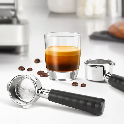 Vista 6 de Mango portafiltro espresso sin fondo de 2.126 in, portafiltro de repuesto compatible con Breville BES870; BES875; BES878; máquinas de café BES880 +