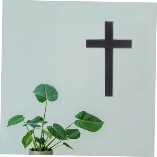 Vista 3 de IMIKEYA Adornos de cruz negra decoración negra decoración de cruz colgante de pared crucifijo para colgar en la puerta, decoración de escritorio
