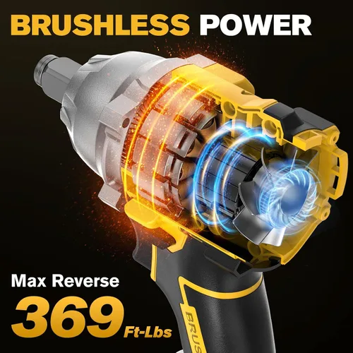 Vista 3 de Llave de impacto inalámbrica para batería DeWalt, 500 Nm (369 pies-libras) pistola de impacto sin escobillas de 1/2 pulgada y 1/4 pulgadas