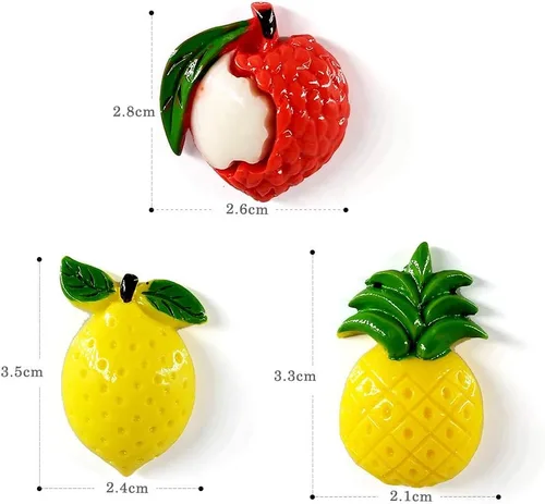 Vista 6 de 10 Uds. de simulación de resina de fruta imanes de nevera pizarra blanca pegatinas magnéticas recuerdo refrigeradores etiqueta magnética decoración