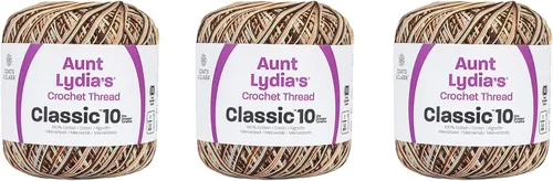 Vista 23 de Aunt Lydia Classic Crochet - 3 unidades de 350y/1,049.9 ft - Natural Tamaño 10 3 capas 100% algodón mercerizado hilo de ganchillo para tapetes