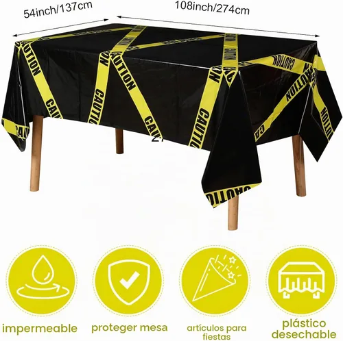 Vista 2 de Irenare - Mantel para fiesta de construcción de Halloween, 3 piezas, 54 x Negro