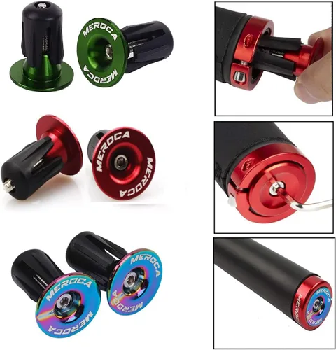 Vista 2 de BSGB 3 pares de tapones de extremo de barra de aluminio para manillar de bicicleta, tapas de extremo de barra de bloqueo expansibles para la mayoría