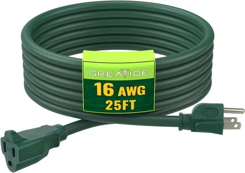 Vista 28 de Cable de Extensión de 6 Pies, Cables Eléctricos Impermeables para Exteriores 16/3 SJTW Negros, Cable de Energía de 13 AMP con 3 Clavos Ideal