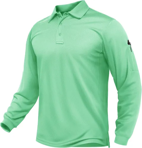 Vista 17 de TACVASEN - Camisas polo de manga larga para hombre de secado rápido, tácticas, para golf, con cuello, ligeras, transpirables, que absorben