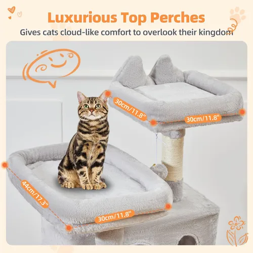 Vista 92 de Taoqimiao Árbol para gatos de 57.5 pulgadas, torre para gatos de interior para adultos, condominio extragrande para gatos, 8 postes rascadores