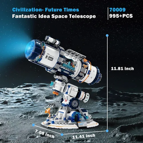Vista 4 de JMBricklayer Space Telescope Building Set with Cool Lights for Adults 70009 Azul