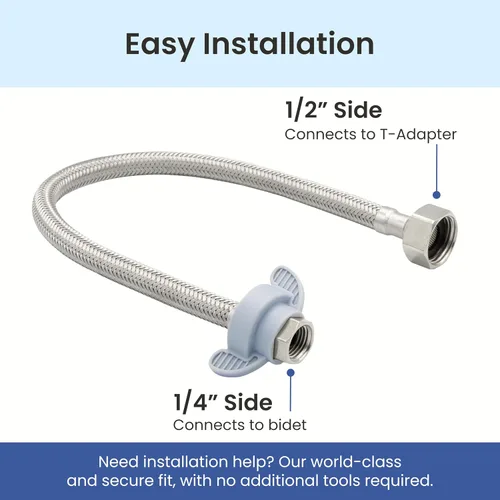 Vista 5 de LUXE Bidet Manguera de agua fría de 1/2" x 1/4" x 15", metal trenzado