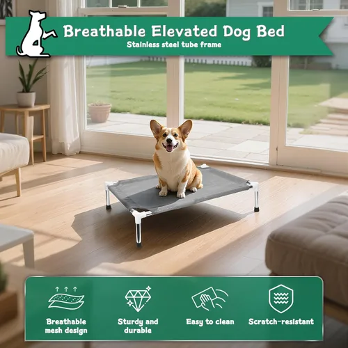 Vista 2 de Makerfire Cama elevada para perros para exteriores, camas para perros pequeños, cama elevada para mascotas para interiores y exteriores, con patas