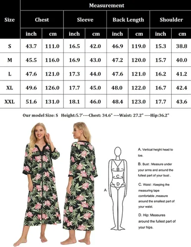 Vista 6 de Bloggerlove House Dresses for Womens Robe Long Zip Up House Coat Half Sleeve Night Gowns Comfy Sleepwear Print Loungewear
