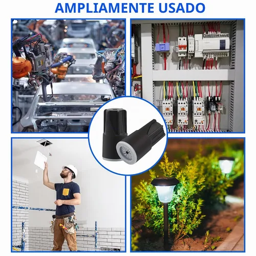 Vista 4 de 36 piezas negro impermeable conectores de alambre tuercas de alambre negro-36