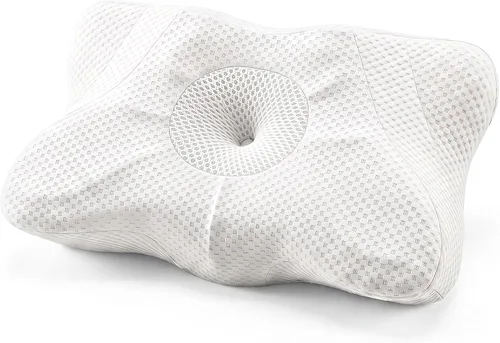 Vista 21 de Sweetcrispy Almohada cervical para cuello y hombro, almohadas ergonómicas de espuma viscoelástica, contorno lateral para adultos, soporte ortopédico