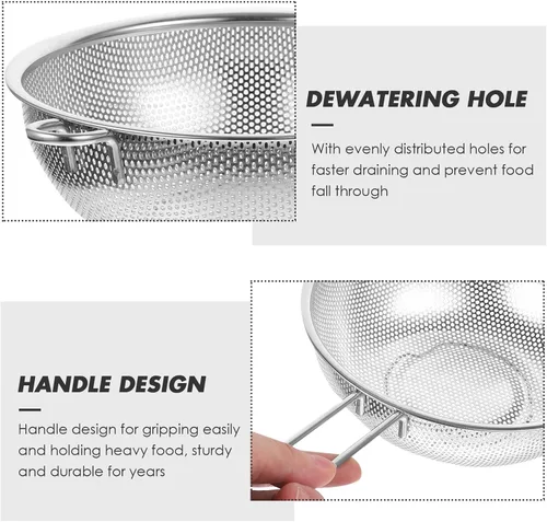 Vista 3 de BESTonZON Colador de lavabo de acero inoxidable con asa, colador de pasta plegable para lavabo multiusos, colador de cocina y para colar, enjuagar