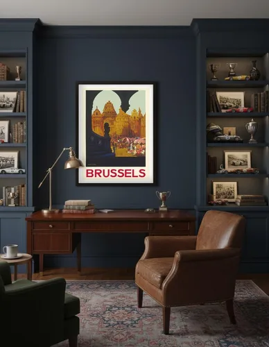 Vista 3 de Brussels Belgium - The Grand Place - Belgian National Railways - Vintage Travel Poster by Frank H. Mason c.1930 - Master Art Print (Unframed) 6in x
