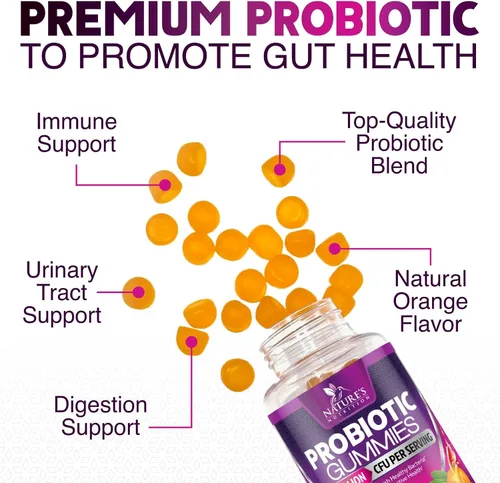 Vista 7 de Gomitas de probióticos para la salud digestiva, 6 cepas únicas para apoyo inmunológico diario y salud intestinal, apoya el estreñimiento, los gases