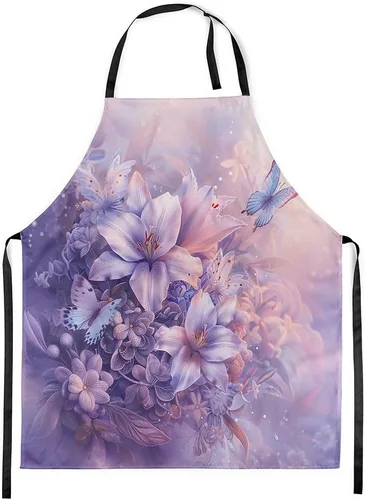 Vista 11 de Castle Fairy Delantal de cocina de flores rústicas Acuarela Hojas Delantal floral