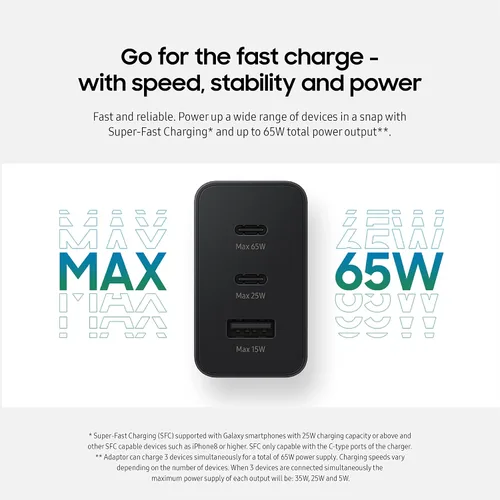 Vista 4 de Samsung Adaptador trío negro de 65 W
