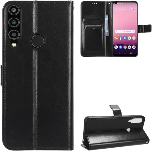 Vista 89 de Funda para Boost Mobile Celero 5G + Funda de piel con tapa para Boost Mobile Celero 5G Plus, color negro