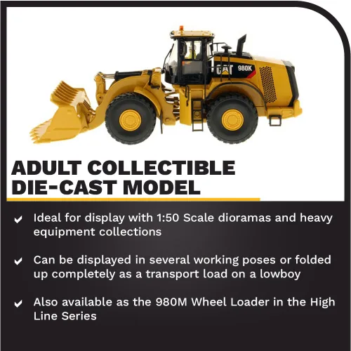 Vista 3 de Diecast Masters Cargador de ruedas Caterpillar 980K 1:50 - Configuración de roca - Core Classics Series 85296C