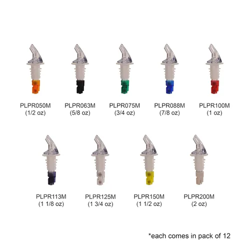 Vista 3 de Thunder Group PLPR075M Vertedor de Licor, 3/4 onzas., sin cuello, encaja estándar 25.4 fl oz botella, SAN (plástico), boquilla transparente, cola