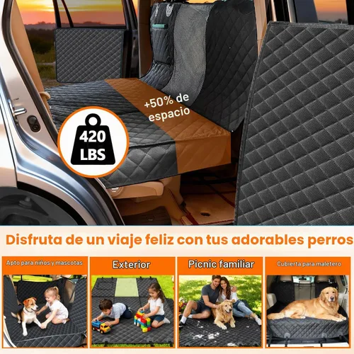 Vista 3 de Funda de asiento de automóvil para perro para extensor de asiento trasero para perros, funda de asiento de automóvil con parte inferior dura