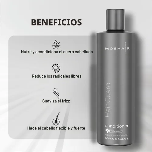 Vista 3 de Moehair Acondicionador protector capilar de 12 onzas líquidas. Acondicionador para la pérdida del cabello. Vitamina E, aceite de argán y ginseng