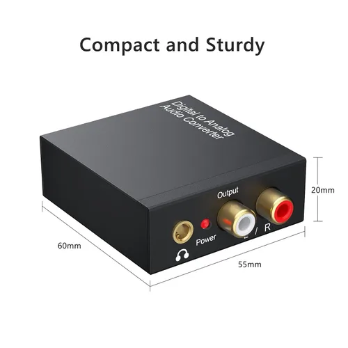 Vista 4 de Convertidor de audio digital a analógico de 192 KHz, convertidor óptico coaxial DAC SPDIF digital a L/R RCA, adaptador de audio Toslink óptico a