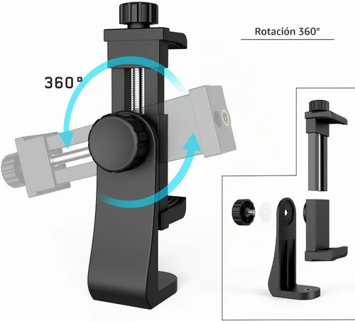 Vista 3 de Adaptador universal de trípode para teléfono con control remoto de cámara inalámbrico, soporte para teléfono celular con abrazadera ajustable