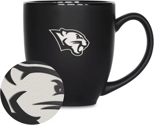 Vista 407 de Rico Industries - Taza de cerámica mate negra con grabado láser estándar de 15oz para NCAA (escuelas T & U) - Para bebidas calientes o frías