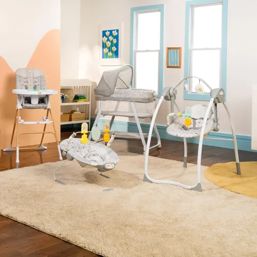 Vista 9 de Bright Starts Disney Baby Winnie The Pooh Milestone Swing, amigos clásicos, diseño plegable con juguetes y melodías, unisex, recién nacido +