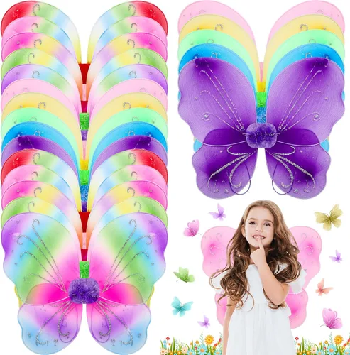 Vista 11 de Chivao Fairy Wings Butterfly Girl Halloween Costume