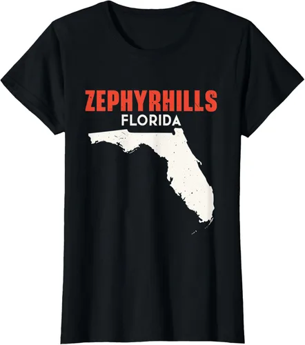 Vista 28 de Zephyrhills Florida USA State America Travel Floridian T-Shirt, Negro